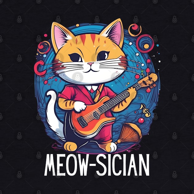 Funny Cat musician Meow-sician guitar musical by click2print